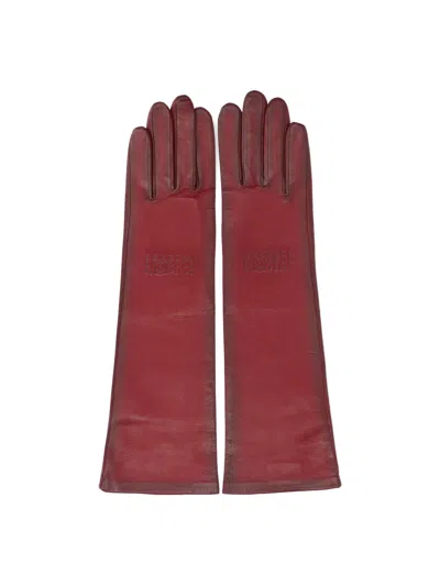 Mm6 Maison Margiela Lamb Leather Gloves In Red