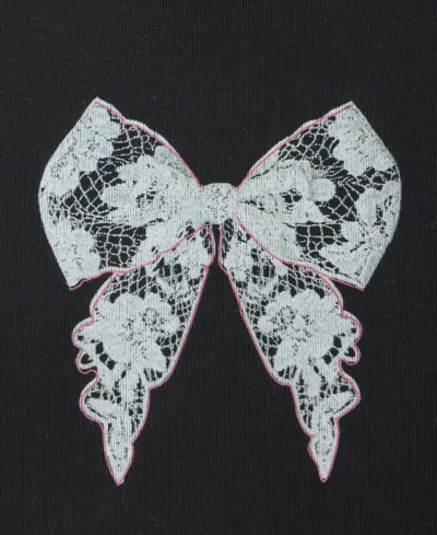 With Jules Girls 7-16 Lettuce-edge Cotton Bow T-shirt In Black