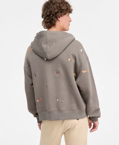 Hugo Boss Embroidered Half-zip Hoodie In Multi