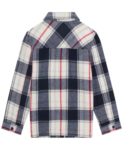 B By Brooks Brothers Big Boys Plaid Long Sleeve Shacket In Blue