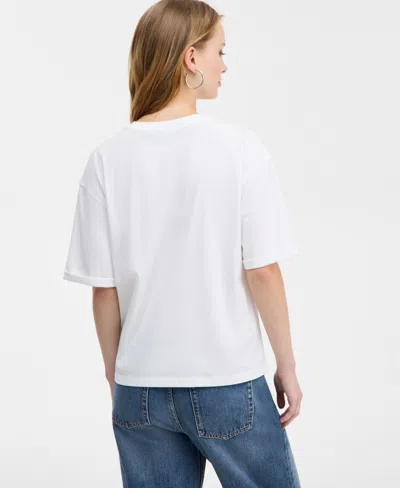 Hugo Boss Women's Short-sleeve Studded Party T-shirt In White