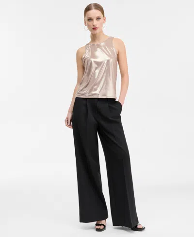 Hugo Boss Women's Lame Cowl-back Sleeveless Top In Gold