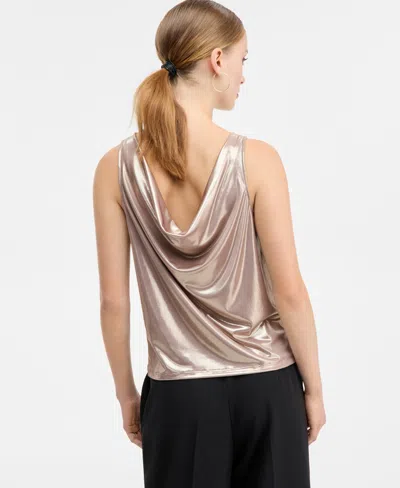 Hugo Boss Women's Lame Cowl-back Sleeveless Top In Gold