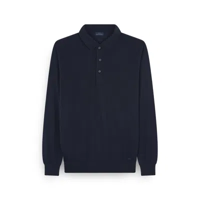 Paul & Shark Ultrafine Merino Wool Polo Shirt With Shark Embroidery In Blue