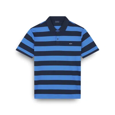 Paul & Shark Double Piqué Cotton Polo In Blue