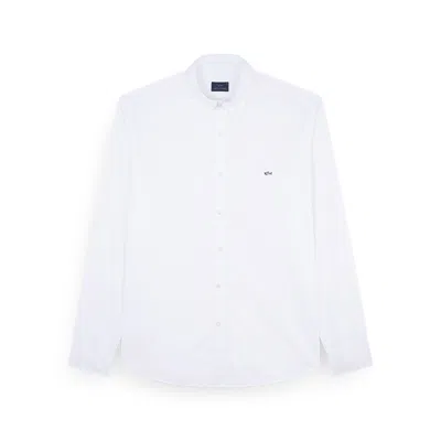 Paul & Shark Cotton Poplin Shirt With Shark Embroidery In White