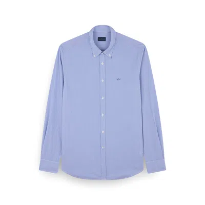 Paul & Shark Cotton Poplin Shirt With Shark Embroidery In Blue