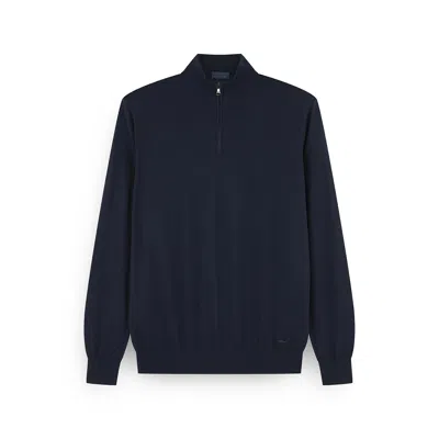 Paul & Shark Ultrafine Merino Wool Half-zip Sweater With Shark Embroidery In Black