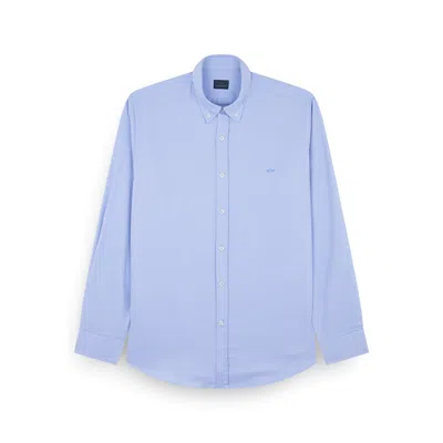 Paul & Shark Cotton Poplin Shirt With Shark Embroidery In Blue
