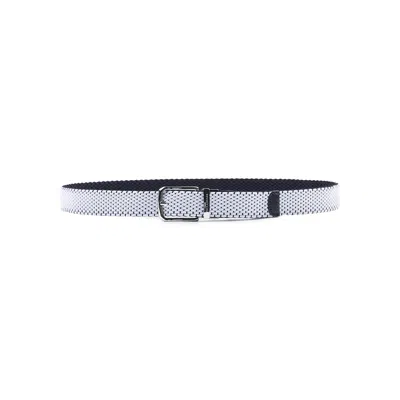 Paul & Shark Reversible Elastic Belt With Leather Trims In Gray