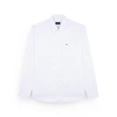 Paul & Shark Cotton Poplin Shirt With Shark Embroidery In White