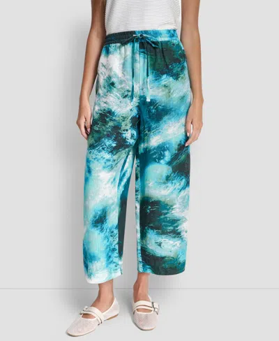 Dkny Women's Printed Pull-on Pants In Green