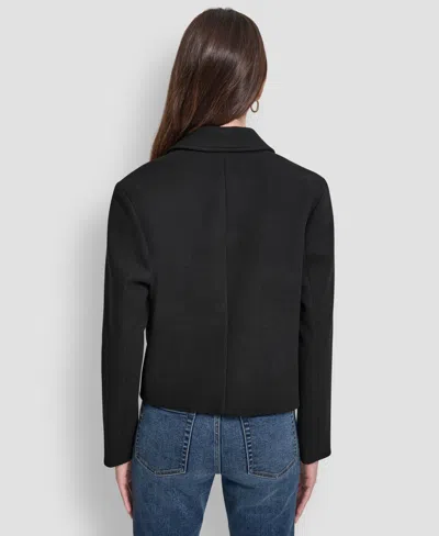 Dkny Jeans Women's Button Front Cropped Jacket In Black