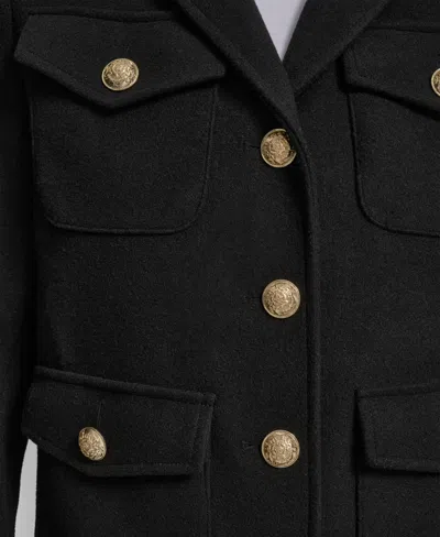 Dkny Jeans Women's Button Front Cropped Jacket In Black