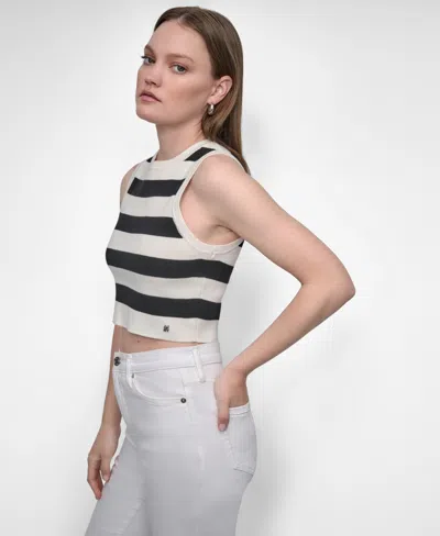 Dkny Jeans Women's Cropped Sleeveless Sweater In Black