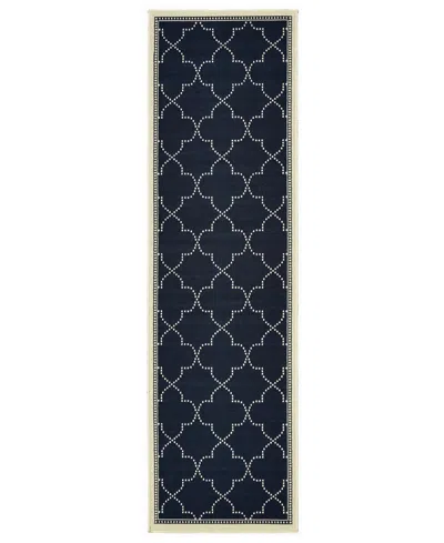 Oriental Weavers Marina 6025 2'3" X 7'6" Indoor/outdoor Runner Area Rug In Black
