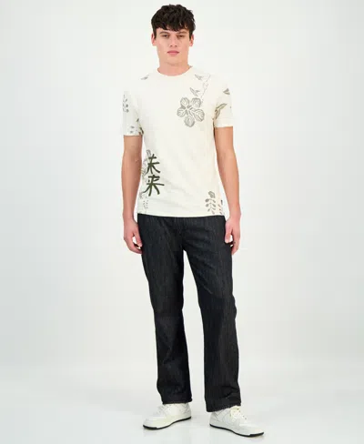 Guess Men's Japanese Floral Graphic T-shirt In White