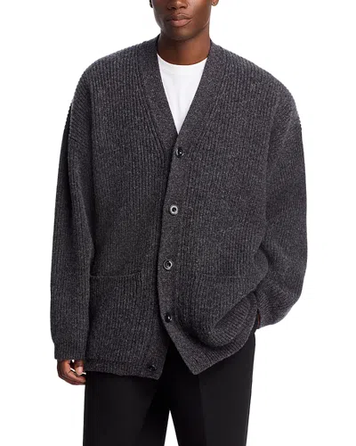 Lemaire Long Sleeve Cardigan Front Pockets In Gray