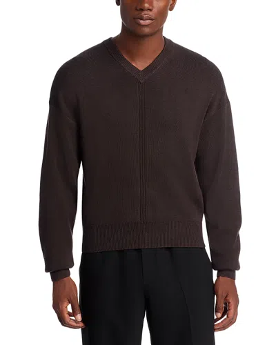 Lemaire V Neck Sweater In Brown