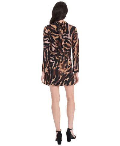 Donna Morgan Women's Long-sleeve Mini Dress In Brown