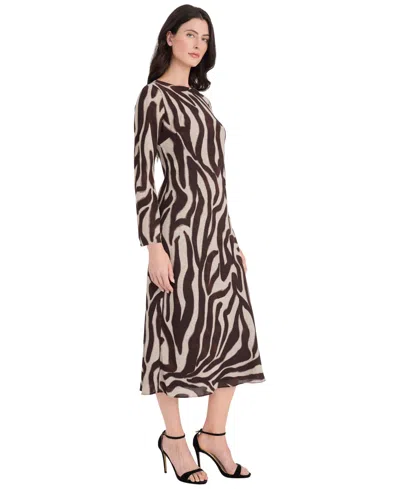 Donna Morgan Long Sleeve Midi Dress In Black