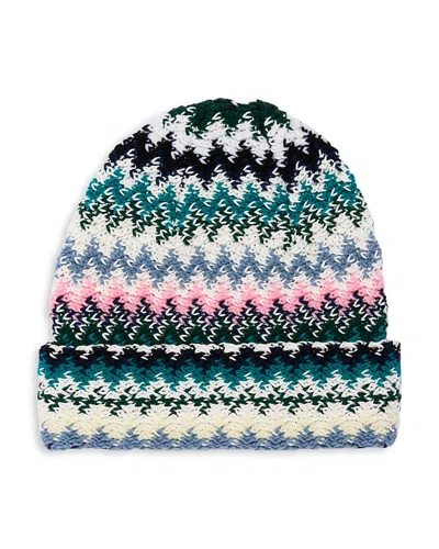 Missoni Knit Wool Beanie In Blue