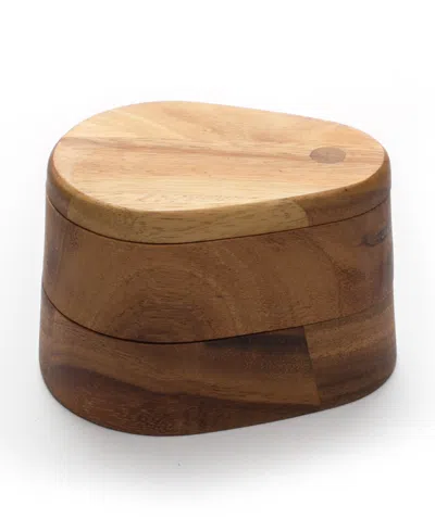 Ironwood Acaciadouble Layer Swivel Salt Box In Brown