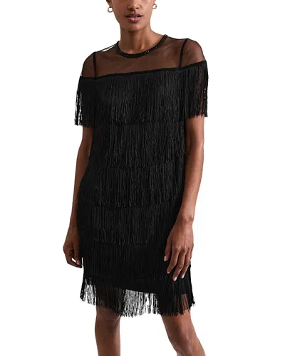 Phase Eight Viola Fringe Mini Dress In Black