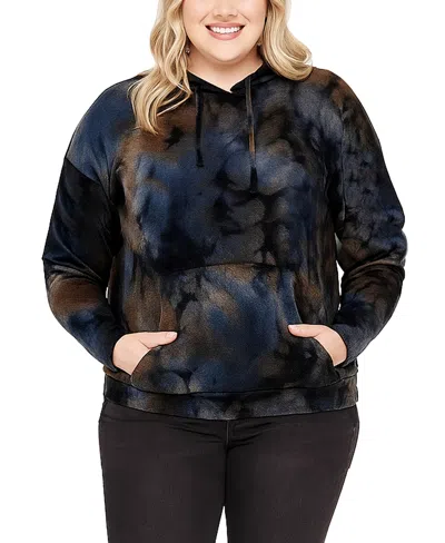 Coin 1804 Plus Size Tie Dye Cozy Pocket Pullover Sweatshirt In Multi