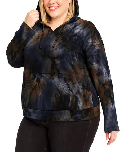 Coin 1804 Plus Size Tie Dye Cozy Pocket Pullover Sweatshirt In Multi