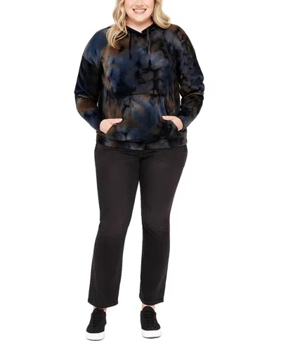 Coin 1804 Plus Size Tie Dye Cozy Pocket Pullover Sweatshirt In Multi