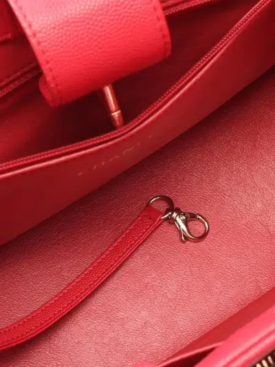 Pre-owned Chanel 2018 Small Quilted Caviar Business Affinity Satchel In Red