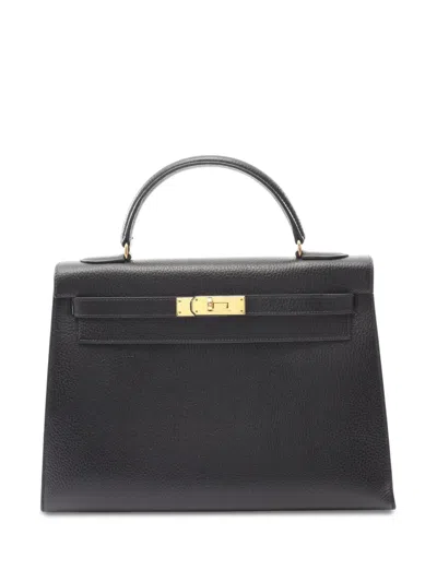 Pre-owned Hermes 1991 Ardennes Kelly Sellier 32 Handbag In Black