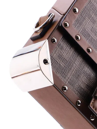 Pre-owned Fendi Baguette Trunk Bag Zucca Coated Canvas Mini Crossbody Bag In Brown