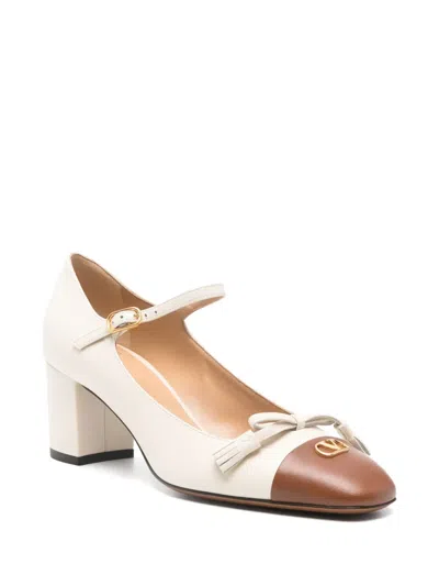 Valentino Garavani Wide Heel Pumps With Tassels 60m In White