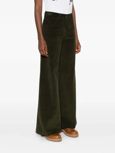 Aspesi Saint Laurent V-waist Jeans With A Wide-leg Cut In Green