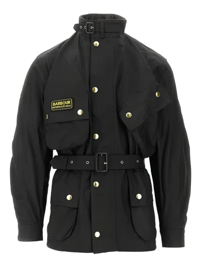 Barbour International Belted Jacket In Black