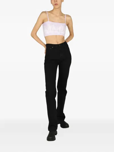 Vision Of Super Pailsey Pattern Crop Top In Purple