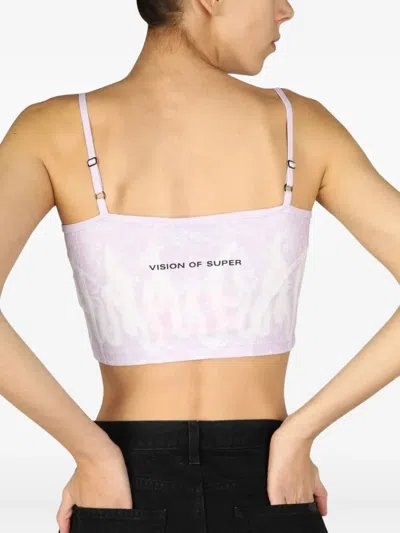 Vision Of Super Pailsey Pattern Crop Top In Purple