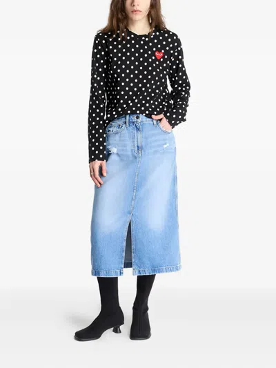 Tommy Jeans Logo-patch Midi Skirt In Blue