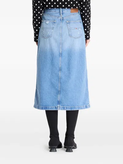 Tommy Jeans Logo-patch Midi Skirt In Blue