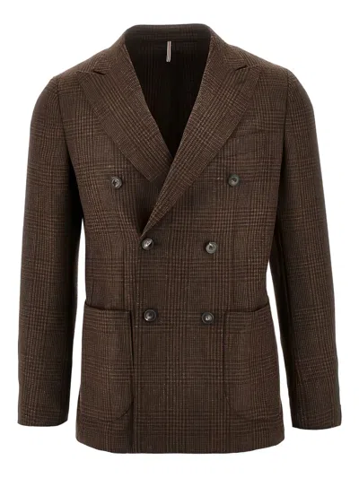 Santaniello Prince Of Wales Tailored Jacket In Brown