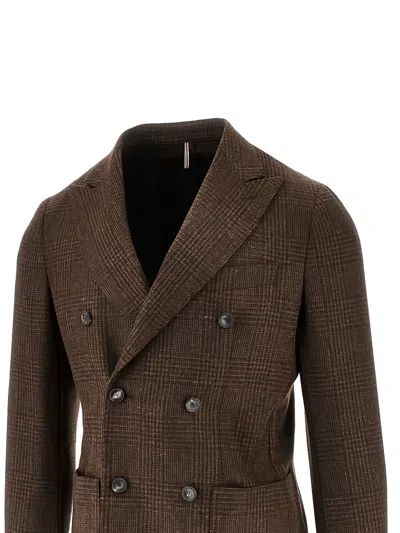 Santaniello Prince Of Wales Tailored Jacket In Brown