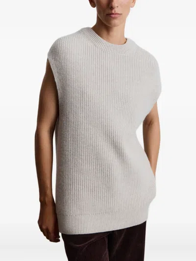 12 Storeez Ribbed Wool Vest In Gray