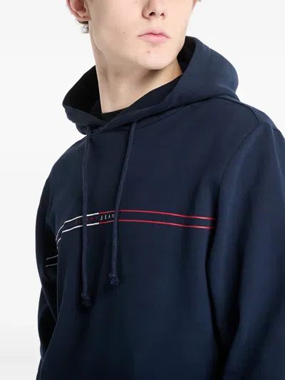 Tommy Jeans Logo Drawstring Cotton Hoodie In Blue