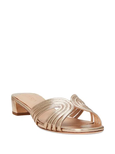 Ralph Lauren 25mm Metallic Strappy Sandals In Gold