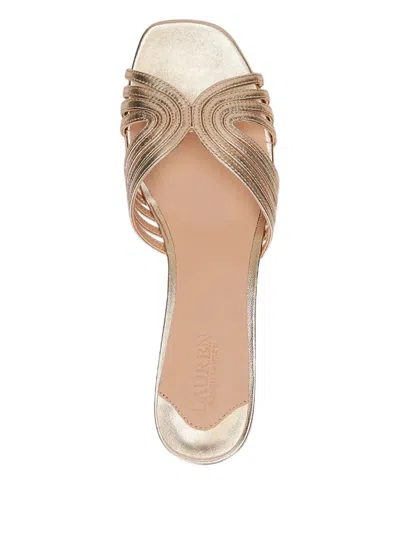 Ralph Lauren 25mm Metallic Strappy Sandals In Gold