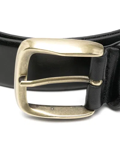 Aspesi Buckle Leather Belt In Black