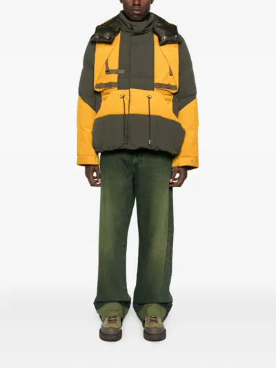 Sacai Hooded Panelled Puffer Jacket In Multi