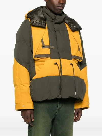 Sacai Hooded Panelled Puffer Jacket In Multi